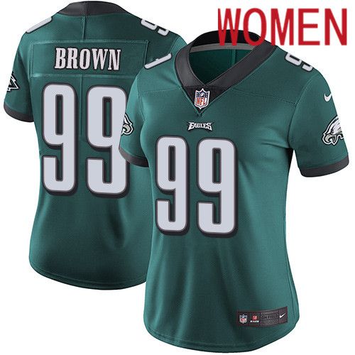 Women Philadelphia Eagles #99 Jerome Brown Nike Midnight Green Vapor Limited NFL Jersey->women nfl jersey->Women Jersey